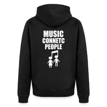 Music Connetc People - Unisex Premium Bio Zip Hoodie - Schwarz - Hinten - Nico (187cm)