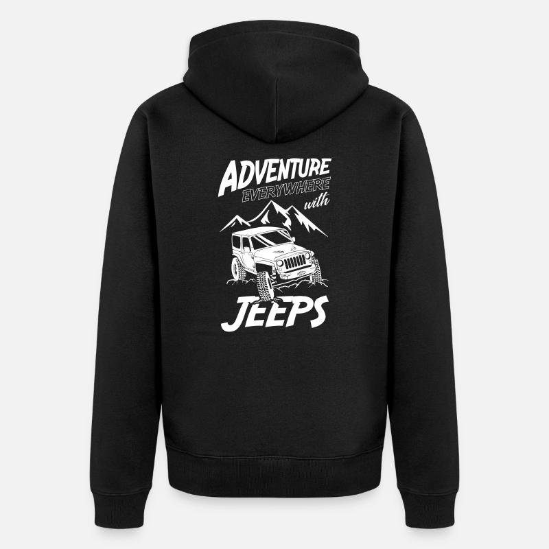 Aventure partout avec jeeps - Veste à capuche bio Premium Unisexe - noir