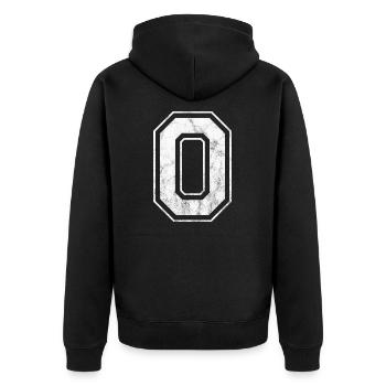 Zahl 0, Null - Unisex Premium Bio Zip Hoodie - Schwarz - Hinten - Nico (187cm)