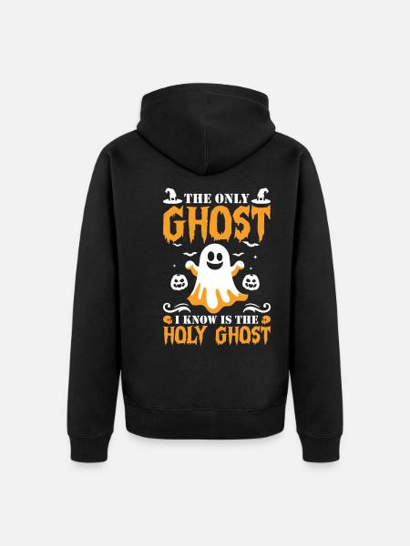 Halloween Ghost Pumpkin - Unisex Premium Organic Zip Hoodie - black