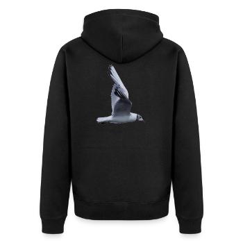A flying seagull - Unisex Premium Organic Zip Hoodie - black - Back - Nico (187cm)