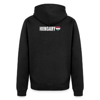 Ungarn - Unisex Premium Bio Zip Hoodie - Schwarz - Hinten - Nico (187cm)