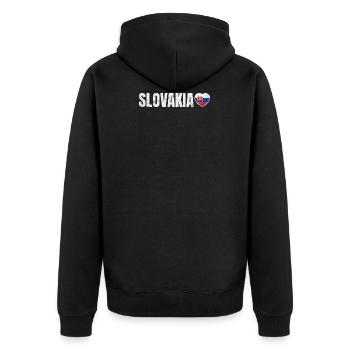 Slovakia - Unisex Premium Organic Zip Hoodie - black - Back - Nico (187cm)