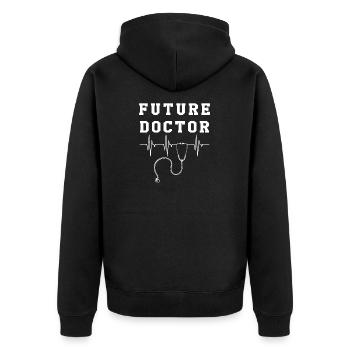 Medizin Examen - Unisex Premium Bio Zip Hoodie - Schwarz - Hinten - Nico (187cm)