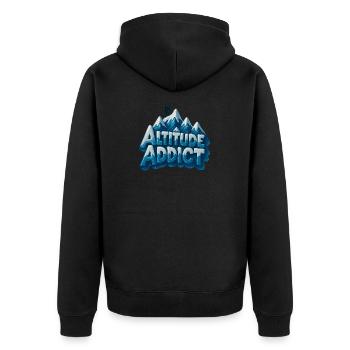 Altitude Addict - Unisex Premium Bio Zip Hoodie - Schwarz - Hinten - Nico (187cm)