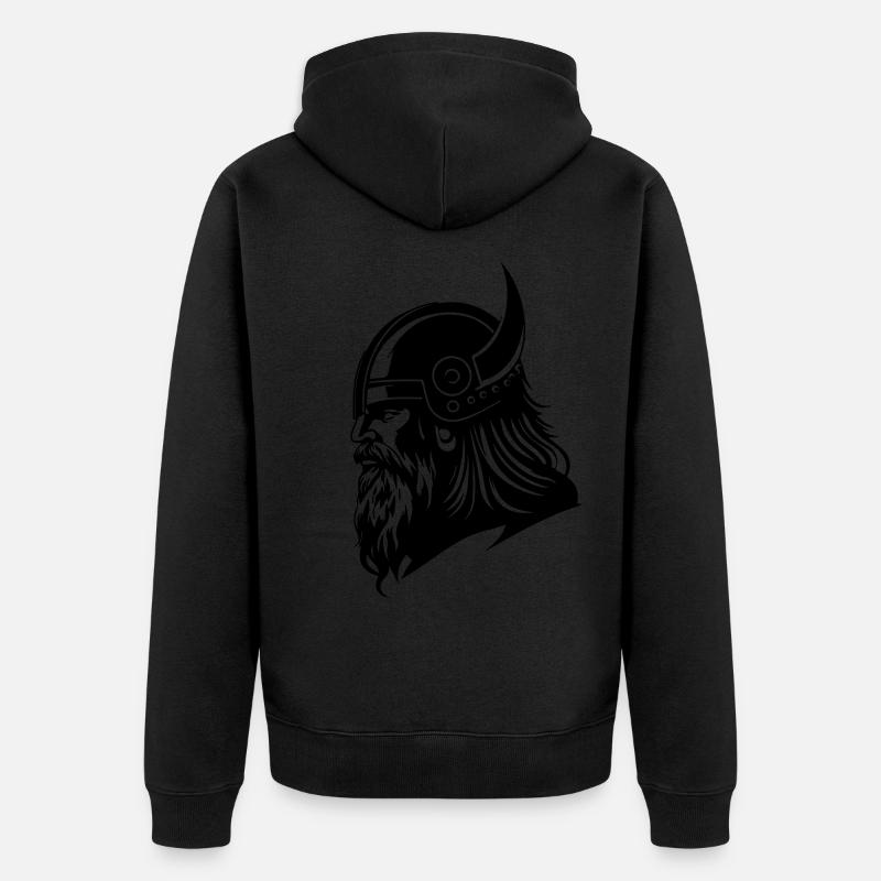 Wikinger Kopf Viking Krieger - Unisex Premium Bio Zip Hoodie - Schwarz