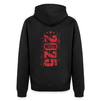Meister 2025 - Unisex Premium Bio Zip Hoodie - Schwarz - Hinten - Nico (187cm)