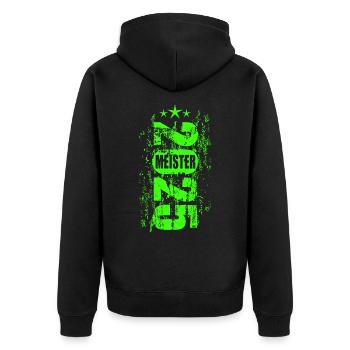 Meister 2025 - Unisex Premium Bio Zip Hoodie - Schwarz - Hinten - Nico (187cm)