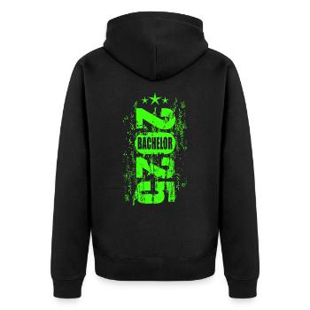 Bachelor 2025 Vintage - Unisex Premium Bio Zip Hoodie - Schwarz - Hinten - Nico (187cm)