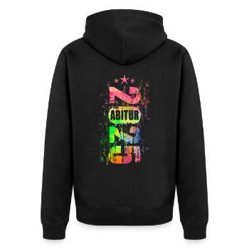 Abitur 2025 bunt - Unisex Premium Bio Zip Hoodie - Schwarz - Hinten - Nico (187cm)