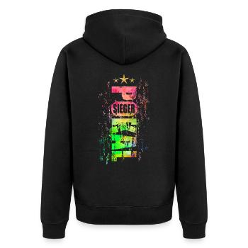 Pokalsieger 2026 - Unisex Premium Bio Zip Hoodie - Schwarz - Hinten - Nico (187cm)