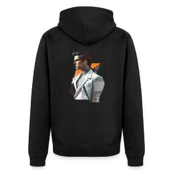 redbubble Retro Flash No19 - Unisex Premium Bio Zip Hoodie - Schwarz - Hinten - Nico (187cm)