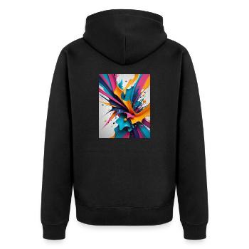 Farbklecks - Unisex Premium Bio Zip Hoodie - Schwarz - Hinten - Nico (187cm)