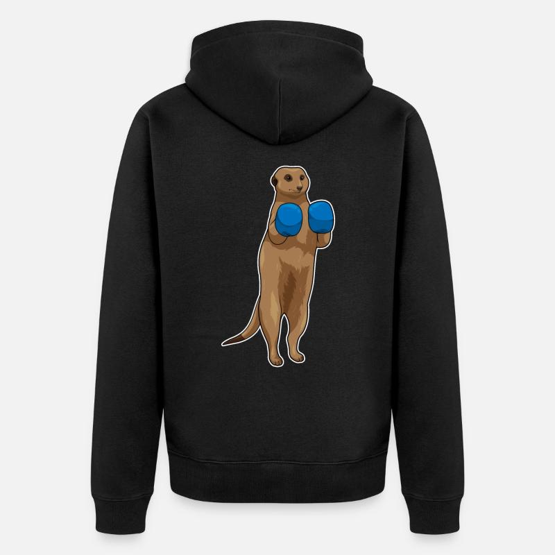 Erdmännchen Boxer Boxhandschuhe - Unisex Premium Bio Zip Hoodie - Schwarz