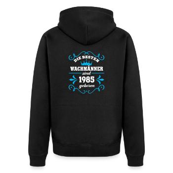 Geburtstag Wachmann 1985 Jahrgang Wachdienst Geb - Unisex Premium Bio Zip Hoodie - Schwarz - Hinten - Nico (187cm)