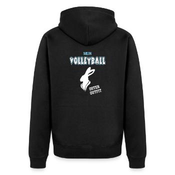 Volleyball Oster Outfit Ostergeschenk Volleyballer - Unisex Premium Bio Zip Hoodie - Schwarz - Hinten - Nico (187cm)
