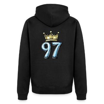 97 Number Krone - Unisex Premium Organic Zip Hoodie - black - Back - Nico (187cm)