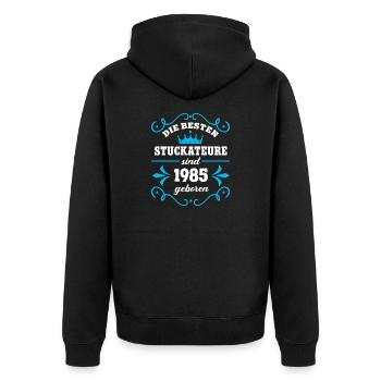 Geburtstag 1985 Stuckateur Kollege Stukkateur - Unisex Premium Bio Zip Hoodie - Schwarz - Hinten - Nico (187cm)
