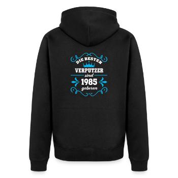Geburtstag 1985 Verputzer Kollege Stuckateur Geb - Unisex Premium Bio Zip Hoodie - Schwarz - Hinten - Nico (187cm)