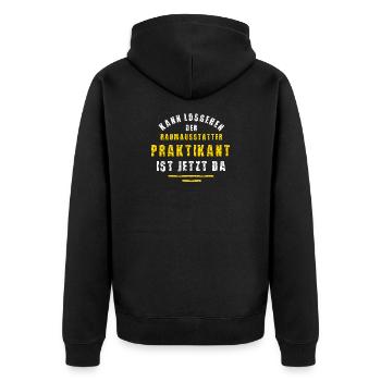 Raumausstatter Praktikant Dekorateur Praktikum - Unisex Premium Bio Zip Hoodie - Schwarz - Hinten - Nico (187cm)