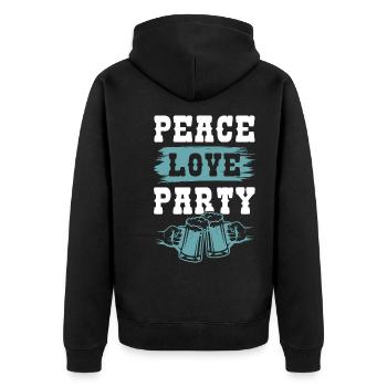 bier friede liebe - Unisex Premium Bio Zip Hoodie - Schwarz - Hinten - Nico (187cm)