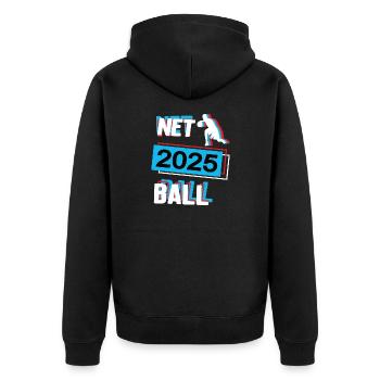 Netball 2025 Netballer Netballspieler Spieler 25 - Unisex Premium Bio Zip Hoodie - Schwarz - Hinten - Nico (187cm)
