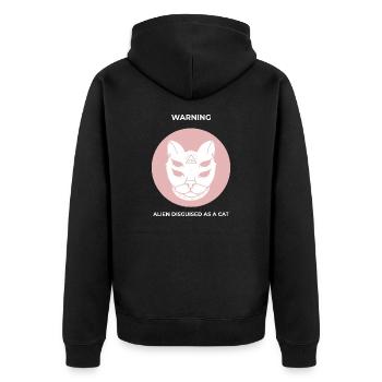 Warnung! Alien verkleidet als Katze - Unisex Premium Bio Zip Hoodie - Schwarz - Hinten - Nico (187cm)