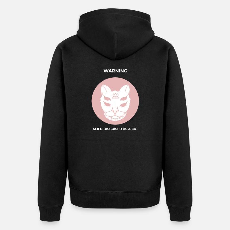 Avertissement! Alien déguisé en chat - Veste à capuche bio Premium Unisexe - noir