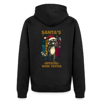 Lustiger Spruch Wein Weihnachten Waschbär - Unisex Premium Bio Zip Hoodie - Schwarz - Hinten - Nico (187cm)