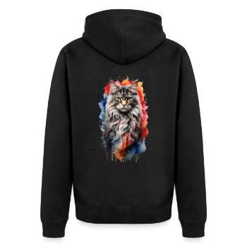 Norwegische Waldkatze - Unisex Premium Bio Zip Hoodie - Schwarz - Hinten - Nico (187cm)