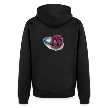 Rosenherz mit Perlen - Unisex Premium Bio Zip Hoodie - Schwarz - Hinten - Nico (187cm)