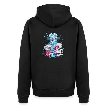 Octopus - zombie - cool sea monster streetwear - Unisex Premium Organic Zip Hoodie - black - Back - Nico (187cm)