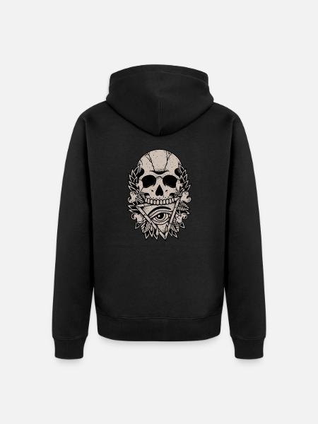 All-Seeing Eye with Skull Horror design - Unisex Premium Organic Zip Hoodie - black
