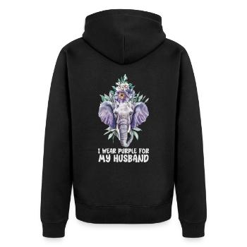 I Wear Purple For My Husband, Alzheimers Awareness - Veste à capuche bio Premium Unisexe - noir - Dos - Nico (187cm)