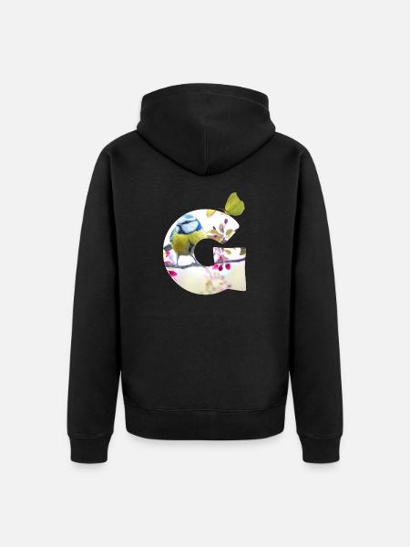 spring bird butterfly g - Unisex Premium Organic Zip Hoodie - black