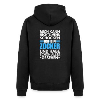 Non-shockable gambler - Unisex Premium Organic Zip Hoodie - black - Back - Nico (187cm)