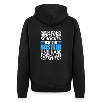Non-shockable tinkerer - Unisex Premium Organic Zip Hoodie - black - Back - Nico (187cm)