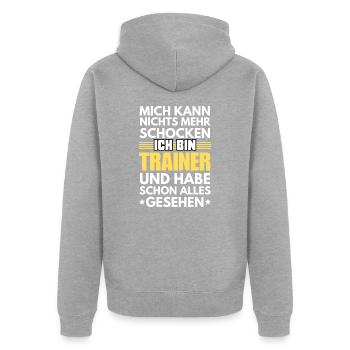 Non-Shockable Trainer - Unisex Premium Organic Zip Hoodie - heather grey - Back - Nico (187cm)