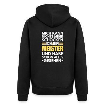 Nicht schockbarer Meister - Unisex Premium Bio Zip Hoodie - Schwarz - Hinten - Nico (187cm)
