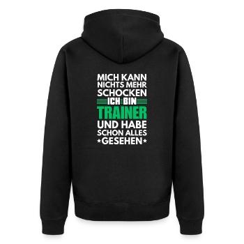 Non-Shockable Trainer - Unisex Premium Organic Zip Hoodie - black - Back - Nico (187cm)