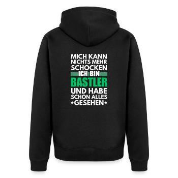 Non-shockable tinkerer - Unisex Premium Organic Zip Hoodie - black - Back - Nico (187cm)