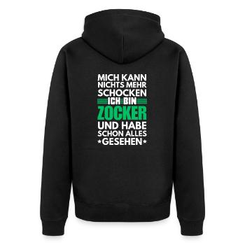 Non-shockable gambler - Unisex Premium Organic Zip Hoodie - black - Back - Nico (187cm)