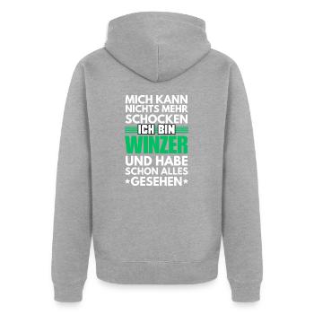 Non-shockable winemaker - Unisex Premium Organic Zip Hoodie - heather grey - Back - Nico (187cm)