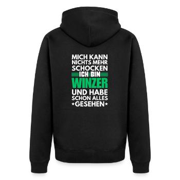 Nicht schockbarer Winzer - Unisex Premium Bio Zip Hoodie - Schwarz - Hinten - Nico (187cm)