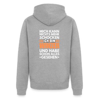 Non-shockable winemaker - Unisex Premium Organic Zip Hoodie - heather grey - Back - Nico (187cm)
