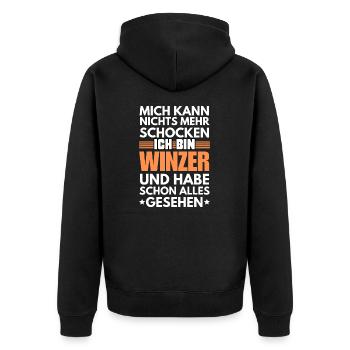 Nicht schockbarer Winzer - Unisex Premium Bio Zip Hoodie - Schwarz - Hinten - Nico (187cm)