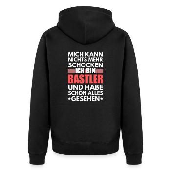 Non-shockable tinkerer - Unisex Premium Organic Zip Hoodie - black - Back - Nico (187cm)