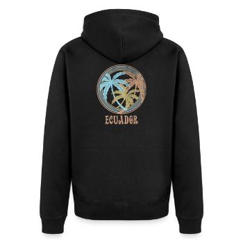 Ecuador - Unisex Premium Bio Zip Hoodie - Schwarz - Hinten - Nico (187cm)