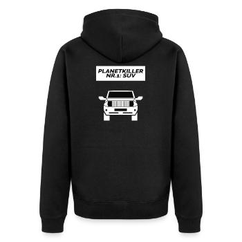 RIP Klima SUV Umweltverschmutzung Demo - Unisex Premium Bio Zip Hoodie - Schwarz - Hinten - Nico (187cm)