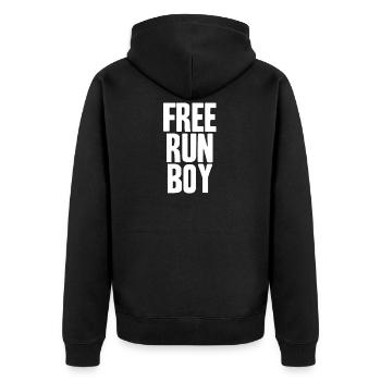 Free Running | Sport | Extremsport | Freerunner - Unisex Premium Bio Zip Hoodie - Schwarz - Hinten - Nico (187cm)